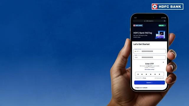 Enter OTP to verify mobile number during HDFC FASTag online registration process