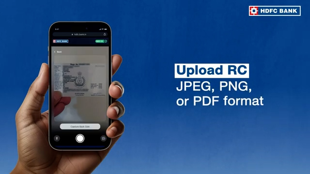 Upload RC document in JPEG PNG or PDF format for HDFC FASTag application