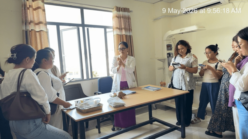 Faculty members conducting a training session on neonatal resuscitation techniques at Zoram Medical College & Hospital.